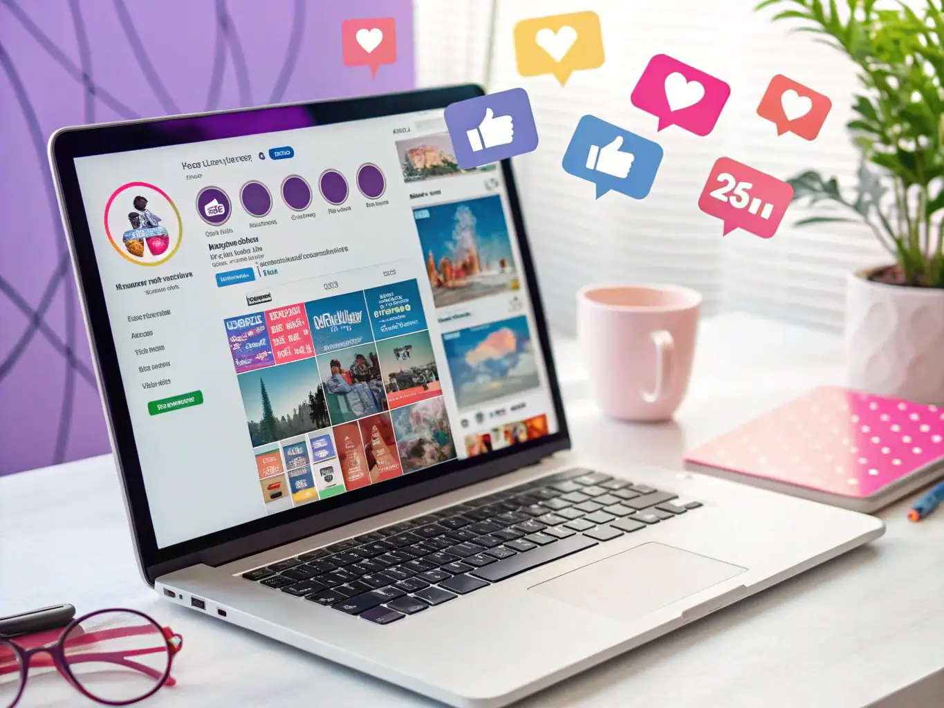 A vibrant image showcasing a successful digital marketing campaign for an event planning company, featuring targeted ads and engaging social media content.